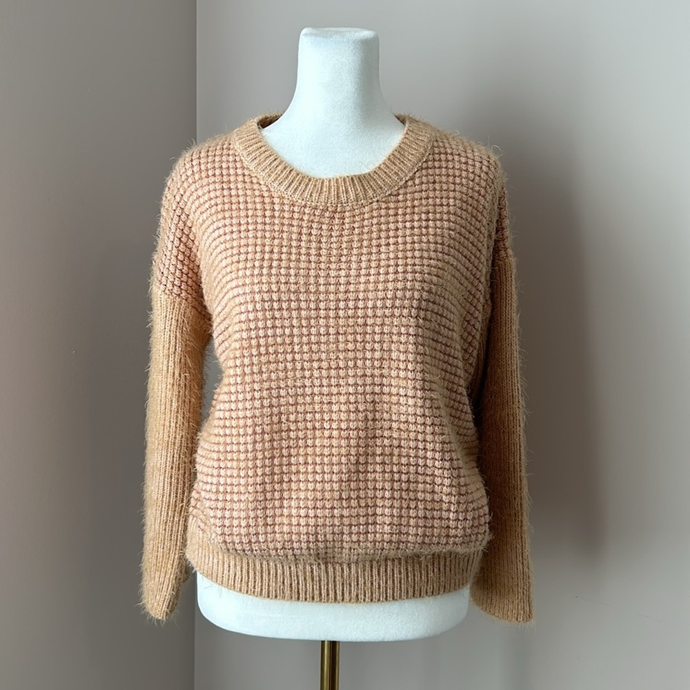 Sage The Label Fuzzy Sweater Peach Blush Beige Tan Size XS Extra Small - Picture 9 of 9